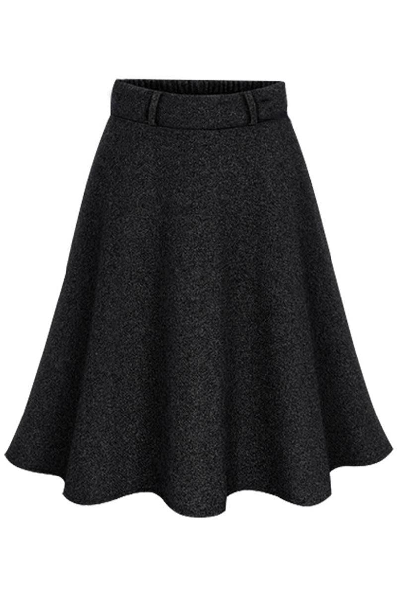 MIDI LENGTH GATHERED WARM SKIRT - Doublju