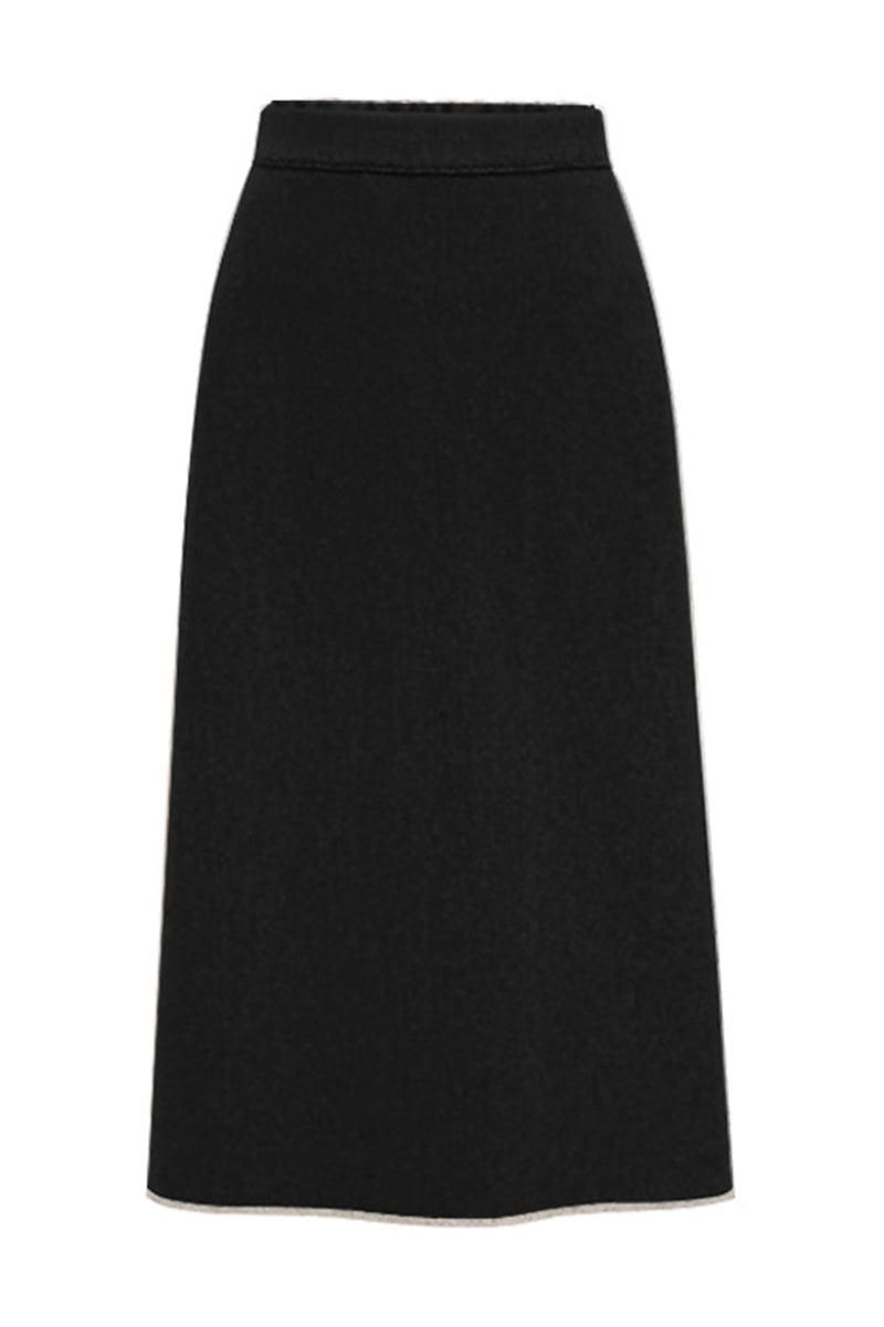 WOOLEN A LINE HIGH WAIST DANDY SKIRT - Doublju