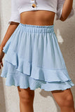 WOMEN RUFFLED HIGH ELASTIC WAIST SHORT SKIRT