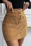 WOMEN HIGH WAIST CORDUROY TIGHT FIT MINI SKIRT