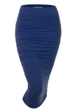 WOMENS SLIM FIT RUCHED LONG PENCIL SKIRT WITH PLUS SIZE
