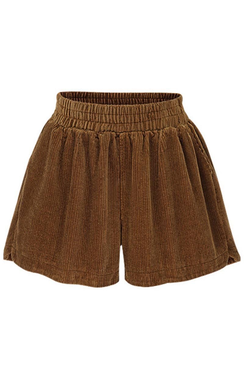 WAIST BANDING CORDUROY WARM SHORTS - Doublju