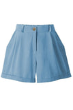 BUTTON CLOSURE CASUAL ROLLED SHORTS - Doublju