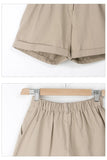 BUTTON CLOSURE CASUAL ROLLED SHORTS - Doublju