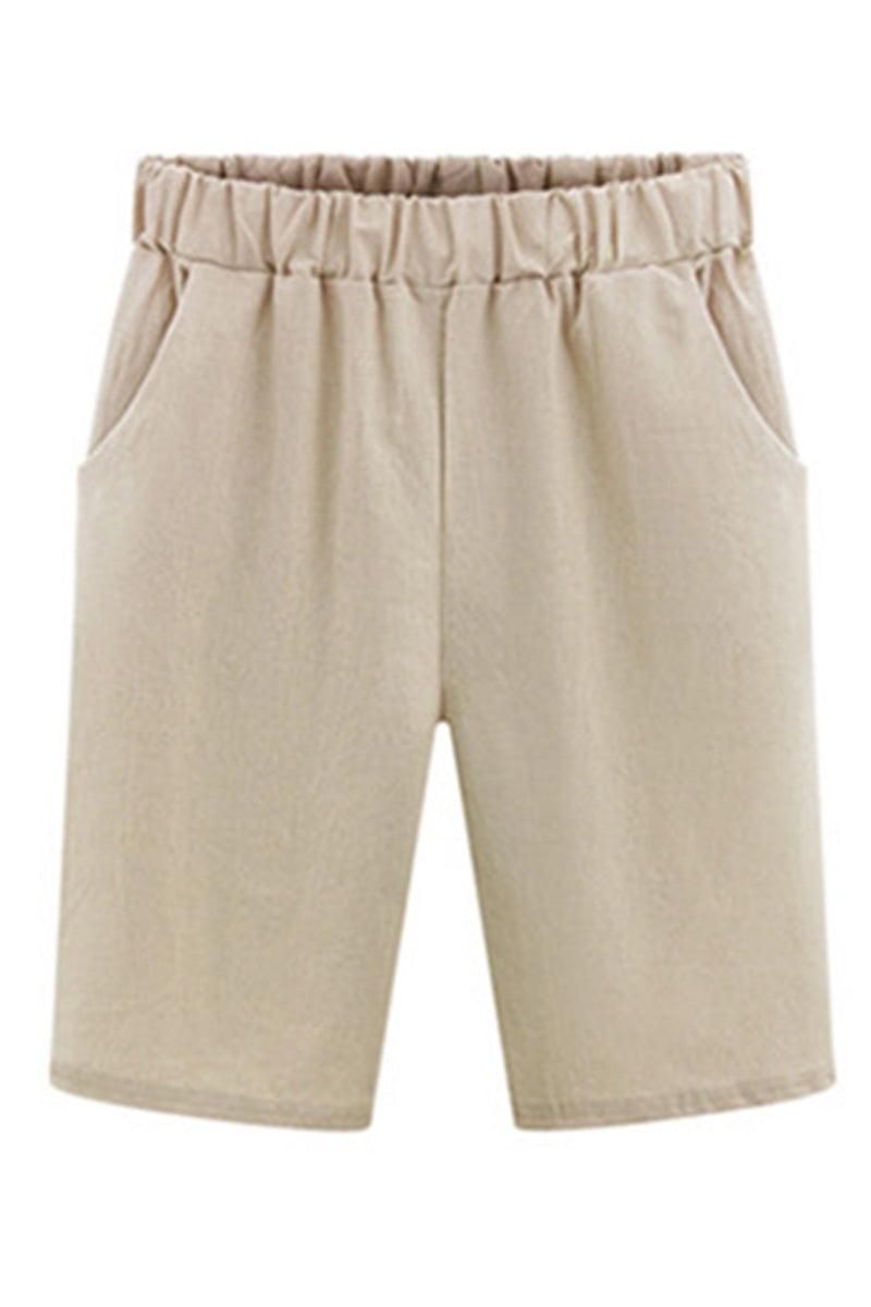 ELASTIC WAIST DANDY SHORTS WITH SIDE POCKETS - Doublju