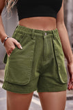 BIG POCKET ELASTIC WAIST CASUAL CARGO SHORTS - Doublju