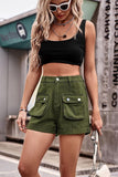 FRONT POCKET ELASTIC WAIST CASUAL CARGO PANTS - Doublju