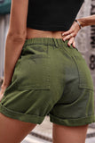 FRONT POCKET ELASTIC WAIST CASUAL CARGO PANTS - Doublju
