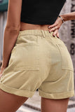 FRONT POCKET ELASTIC WAIST CASUAL CARGO PANTS - Doublju