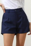 SOLID HIGH WIAST WIDE LEG SHORT PANTS WITH SLANT POCKET