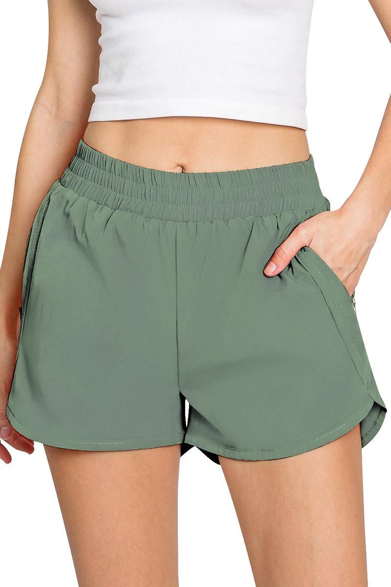 ZIPPER POCKET DETAILED CASUAL SHORT PANTS - Doublju