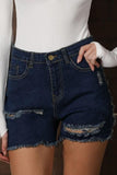 DISTRESSED FRONT AND BACK DETAIL DENIM SEXY SHORT - Doublju