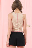 BANDED HIGH WAIST SHORT BINDING PANTS WITH STRING - Doublju