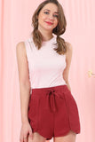 BANDED HIGH WAIST SHORT BINDING PANTS WITH STRING - Doublju