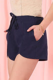 BANDED HIGH WAIST SHORT BINDING PANTS WITH STRING - Doublju