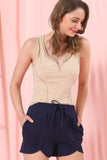 BANDED HIGH WAIST SHORT BINDING PANTS WITH STRING - Doublju
