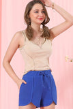 BANDED HIGH WAIST SHORT BINDING PANTS WITH STRING - Doublju
