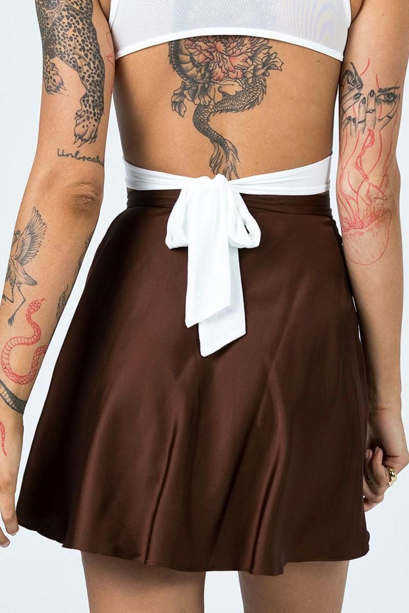 SOLID COLOR HIGH WAISTED CHIFFON SHORT SKIRT - Doublju