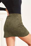 WOMENS HIGH WAIST FAUX SUEDE ZIPPER MINI SKIRT - Doublju