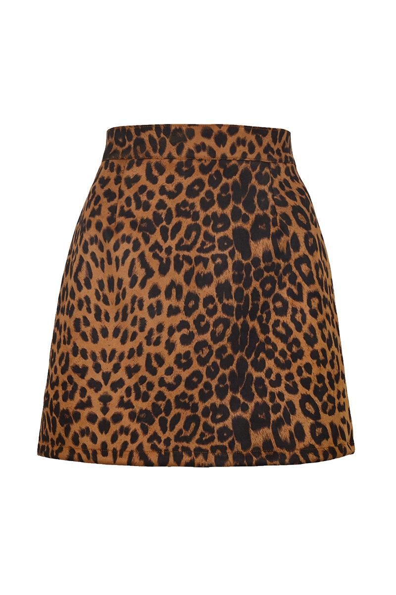 WOMENS HIGH WAIST FAUX SUEDE ZIPPER MINI SKIRT - Doublju