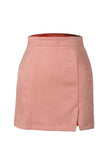 WOMENS HIGH WAIST FAUX SUEDE ZIPPER MINI SKIRT - Doublju