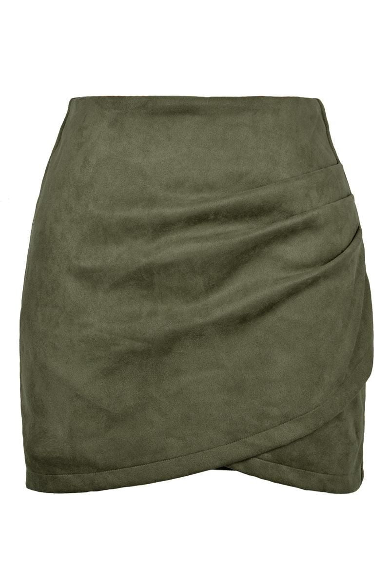 WOMEN HIGH WAIST WRAP MINI SKIRT - Doublju