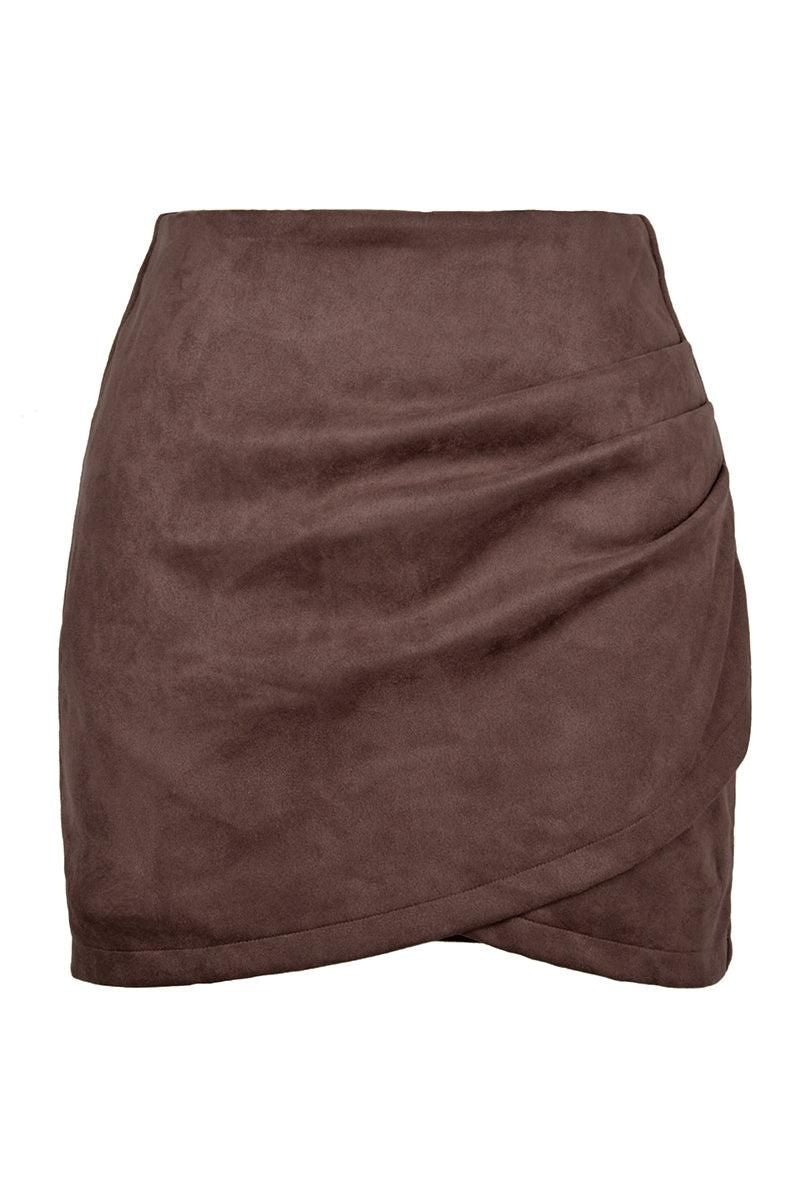 WOMEN HIGH WAIST WRAP MINI SKIRT - Doublju