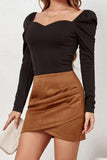 WOMEN HIGH WAIST WRAP MINI SKIRT - Doublju