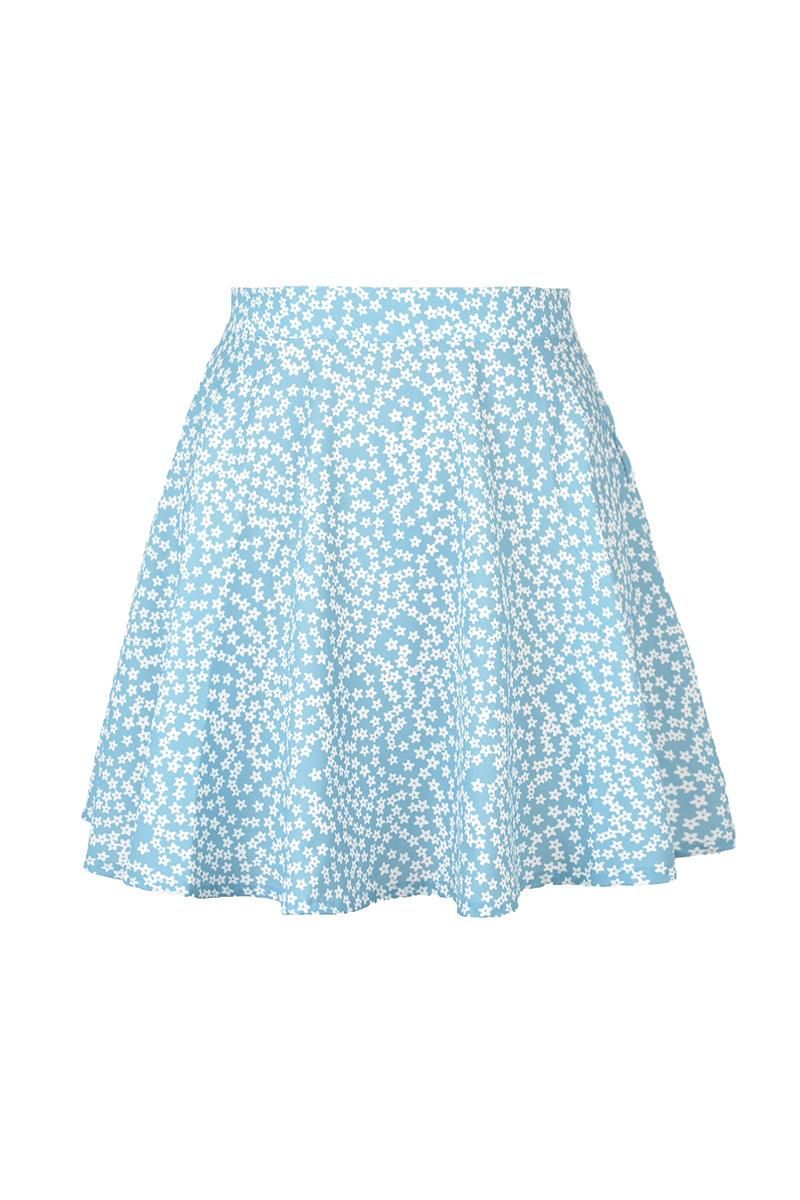 SUMMER HIGH WAISTED CHIFFON FLORAL MINI SKIRT - Doublju