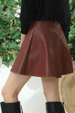 FAUX LEATHER CIRCLE SKIRT WITH BACK ZIPPER - Doublju