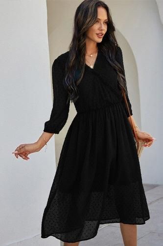 V NECK MAXI DRESS - Doublju