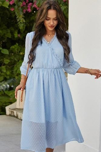 V NECK MAXI DRESS - Doublju