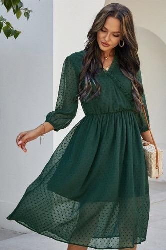 V NECK MAXI DRESS - Doublju