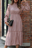 POLKA DOT LACED SHOULDER MAXI DRESS - Doublju