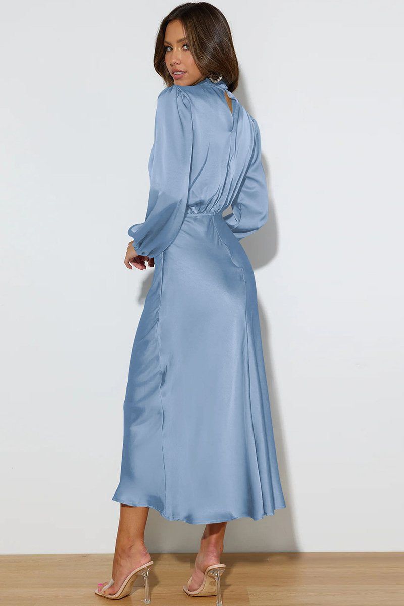 SATIN LONG SLEEVED LOOSE MAXI DRESS