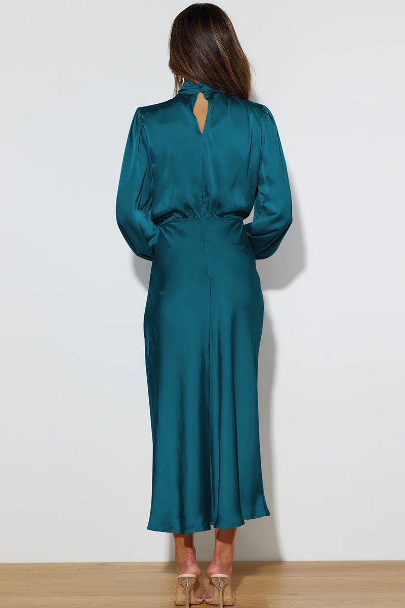 SATIN LONG SLEEVED LOOSE MAXI DRESS