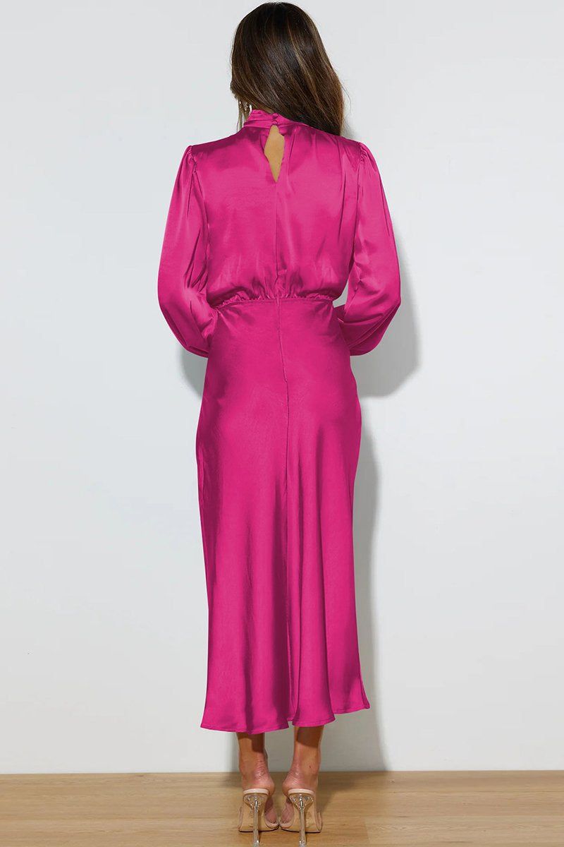 SATIN LONG SLEEVED LOOSE MAXI DRESS