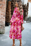 WOMEN FLORAL PATTERN SQUARE NECK MAXI DRESS