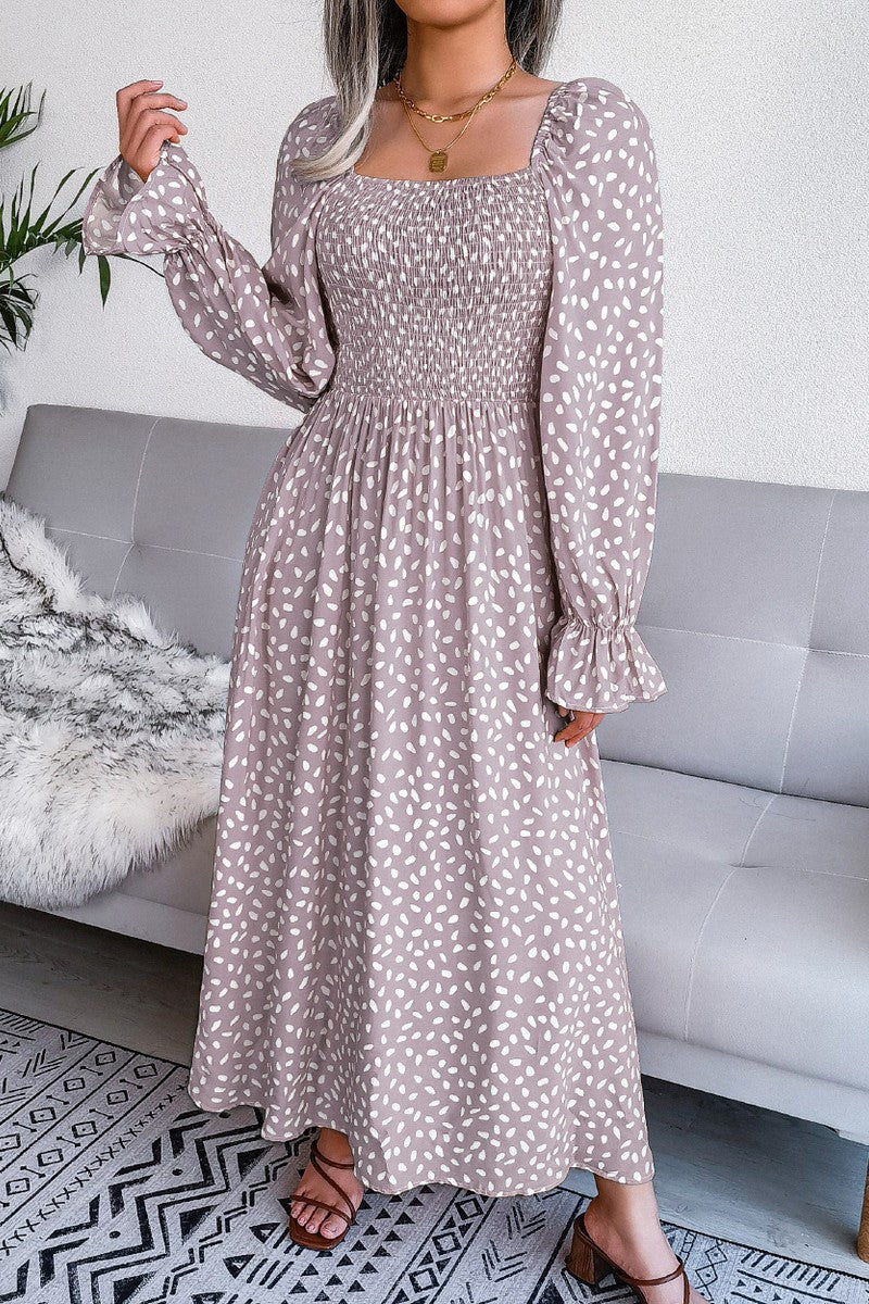 WOMEN OVERSIZED LOOSE FIT SQUARE NECK MAXI DRESS