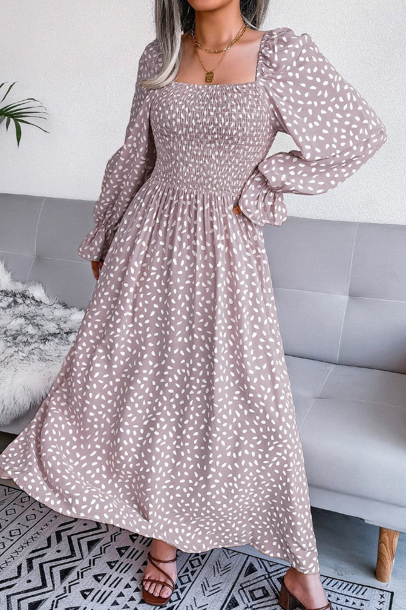 WOMEN OVERSIZED LOOSE FIT SQUARE NECK MAXI DRESS