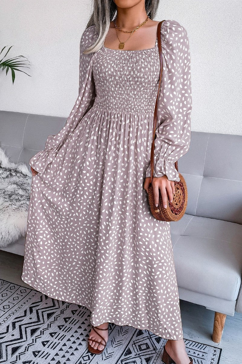 WOMEN OVERSIZED LOOSE FIT SQUARE NECK MAXI DRESS