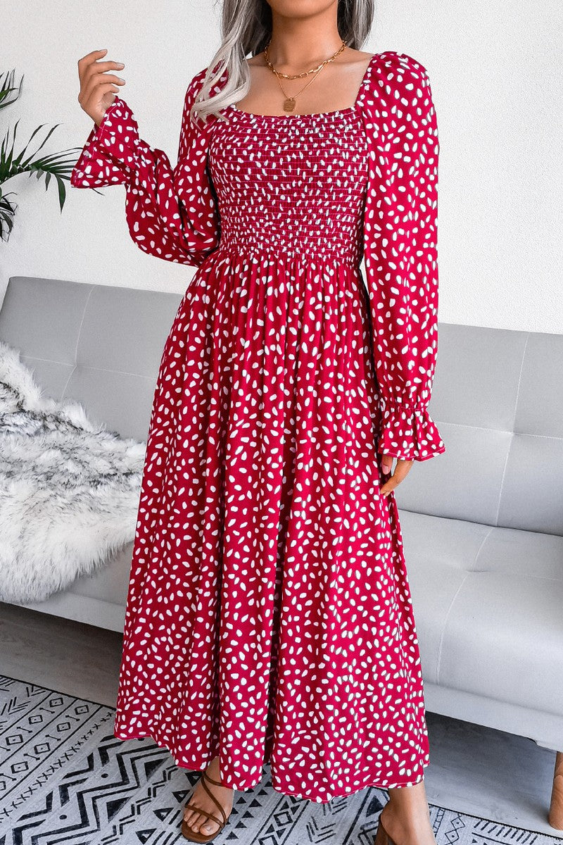 WOMEN OVERSIZED LOOSE FIT SQUARE NECK MAXI DRESS