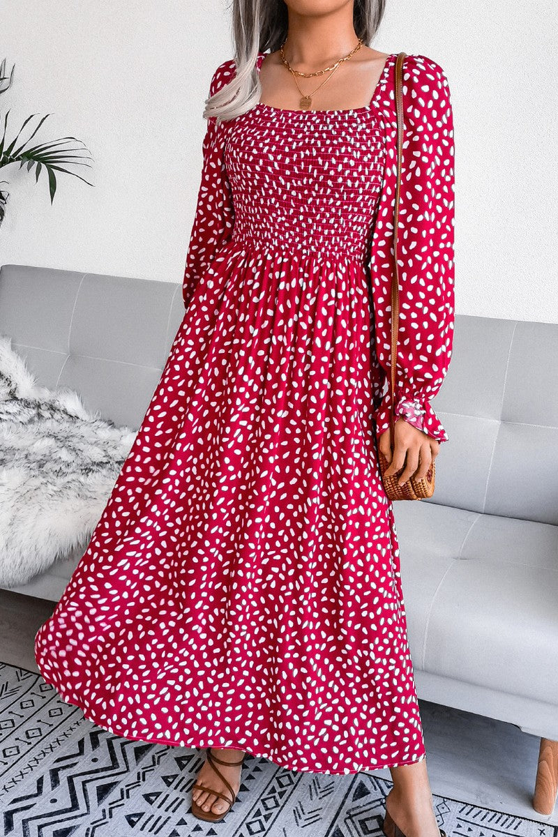 WOMEN OVERSIZED LOOSE FIT SQUARE NECK MAXI DRESS