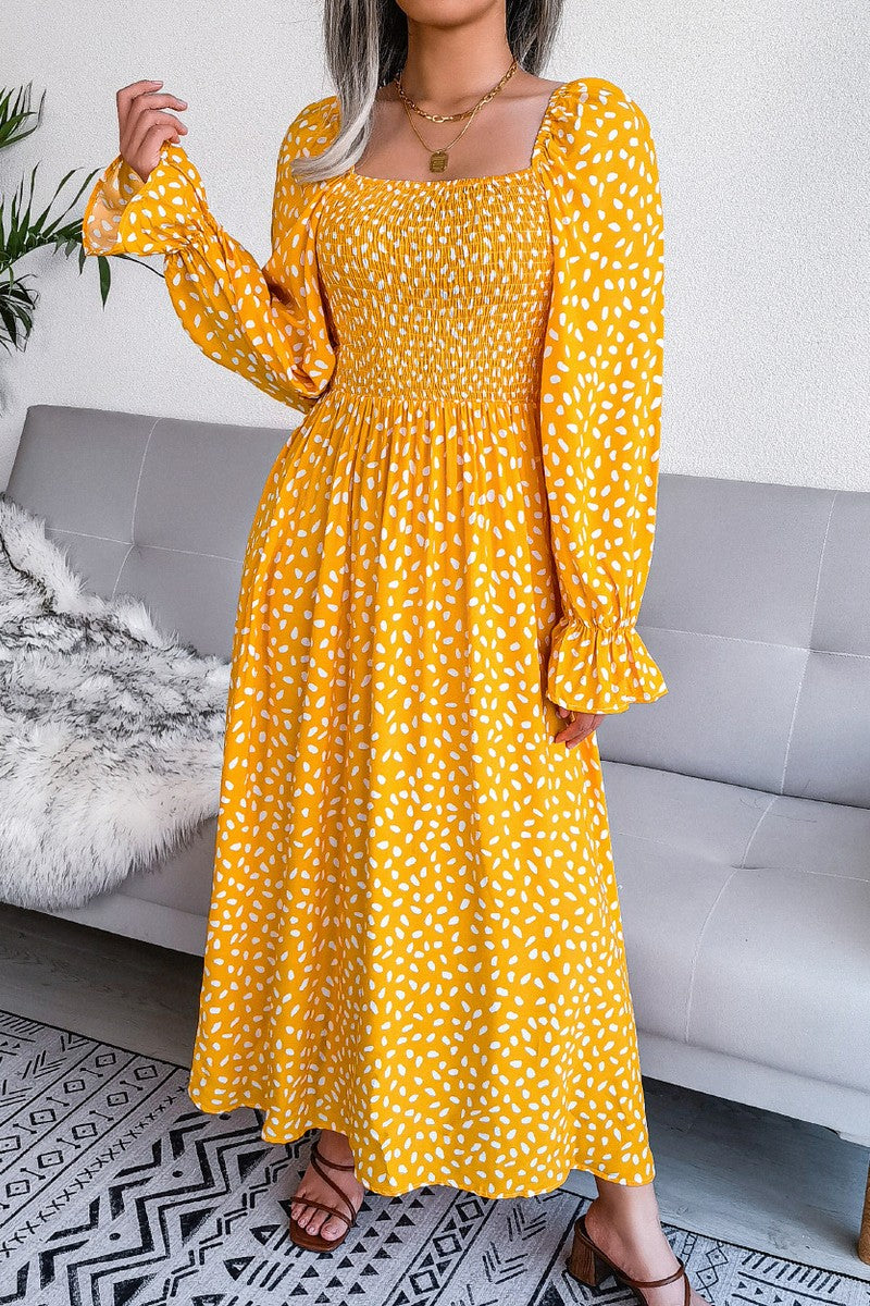 WOMEN OVERSIZED LOOSE FIT SQUARE NECK MAXI DRESS