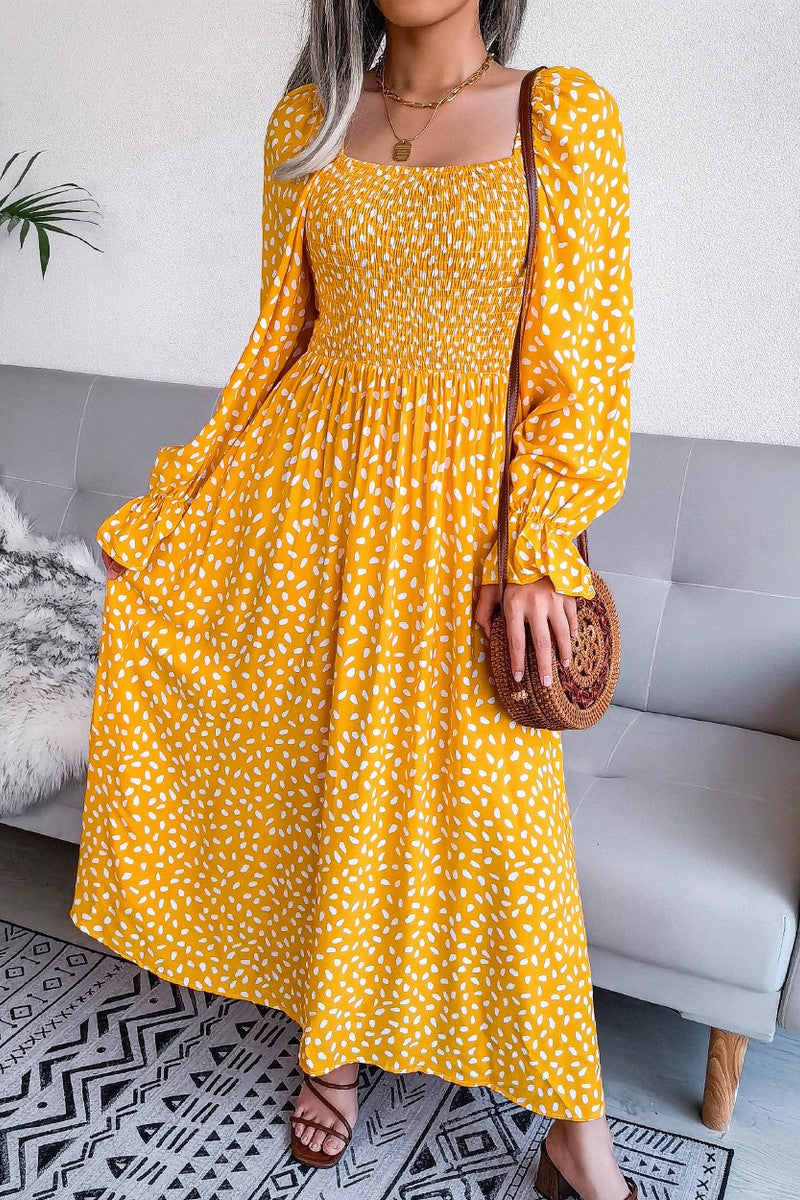 WOMEN OVERSIZED LOOSE FIT SQUARE NECK MAXI DRESS