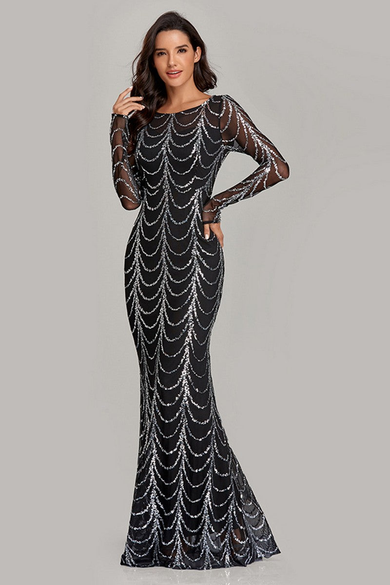 WOMEN MERMAID MAXI PARTY SEQUIN LONG DRESS