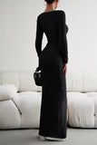 WOMEN SQUARE NECK SEXY TIGHT FIT MAXI LONG DRESS
