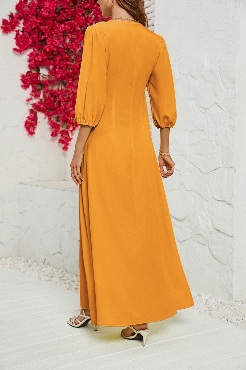 WOMEN 3/4 SLEEVE COZY MAXI SHIRTS DRESS