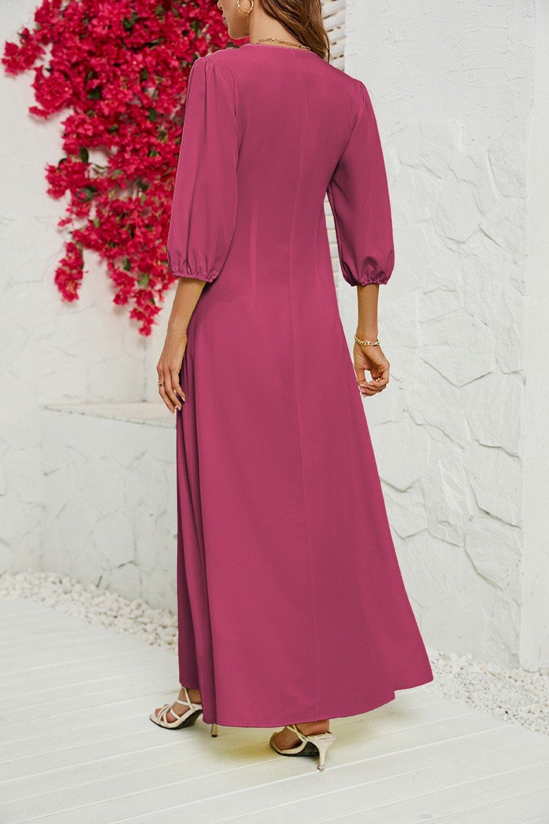 WOMEN 3/4 SLEEVE COZY MAXI SHIRTS DRESS