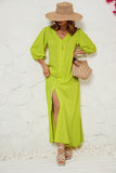 WOMEN 3/4 SLEEVE COZY MAXI SHIRTS DRESS